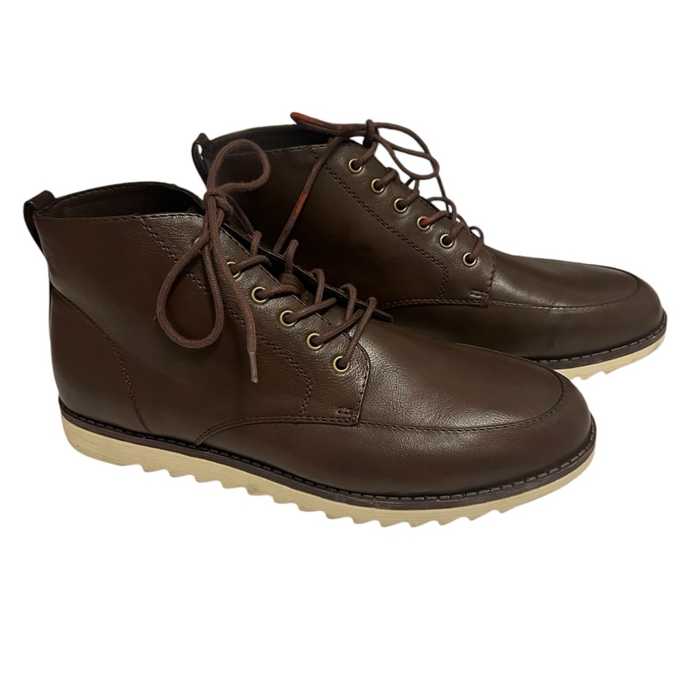 Frye & Co. Mens Titus Chukka Boots Brown Lace Up Faux Leather Synthetic Sz 13